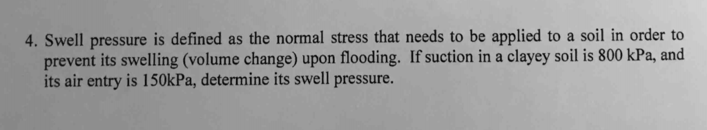 Swell pressure is defined as the normal stress