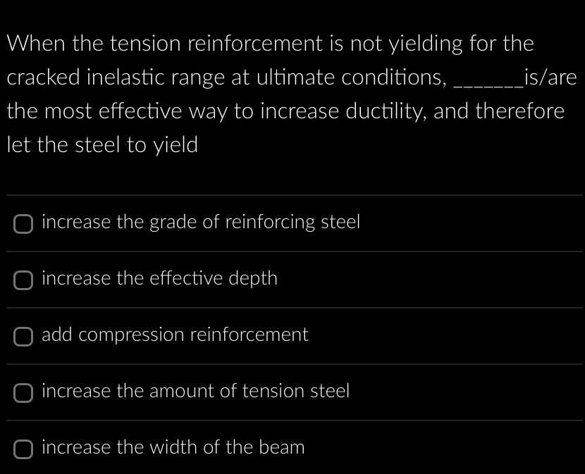 When the tension reinforcement is not yielding