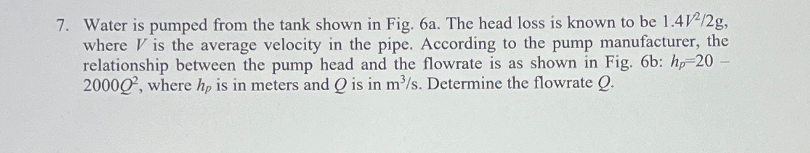 Water is pumped from the tank shown in Fig. 6 a .
