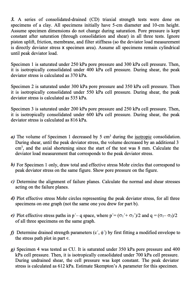 A series of consolidated - drained ( CD )