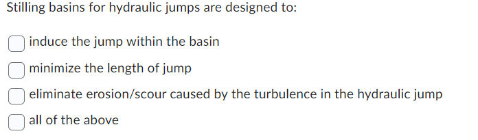 Stilling basins for hydraulic jumps are designed