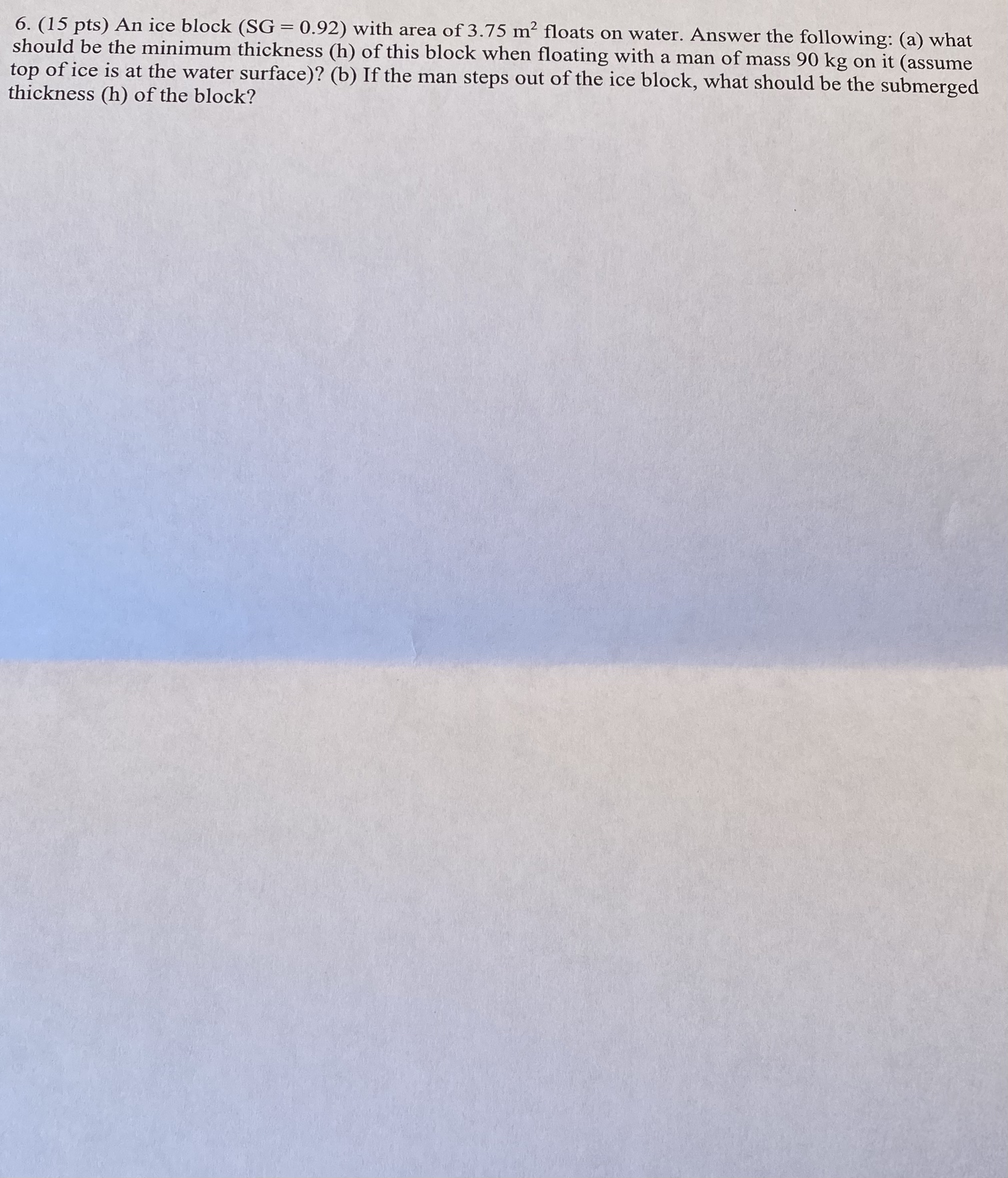 ( 1 5 p t s ) An ice block