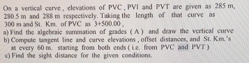 On a vertical curve, elevations of PVC , PVI and
