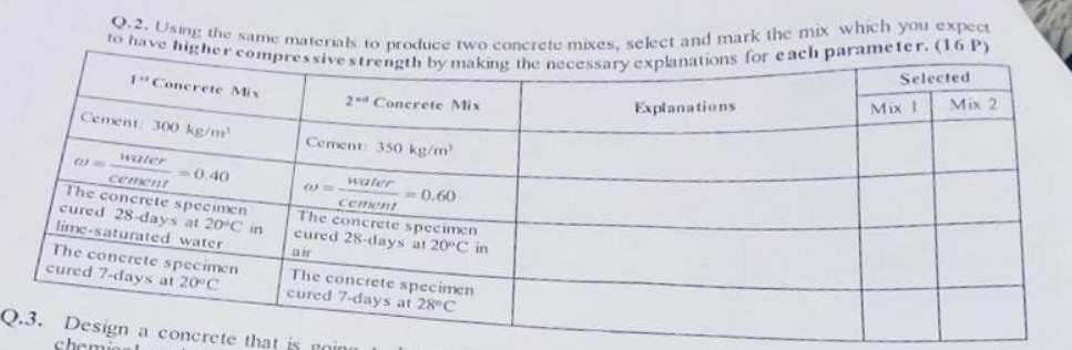 Q . 2 . Using: the same materials to produce two