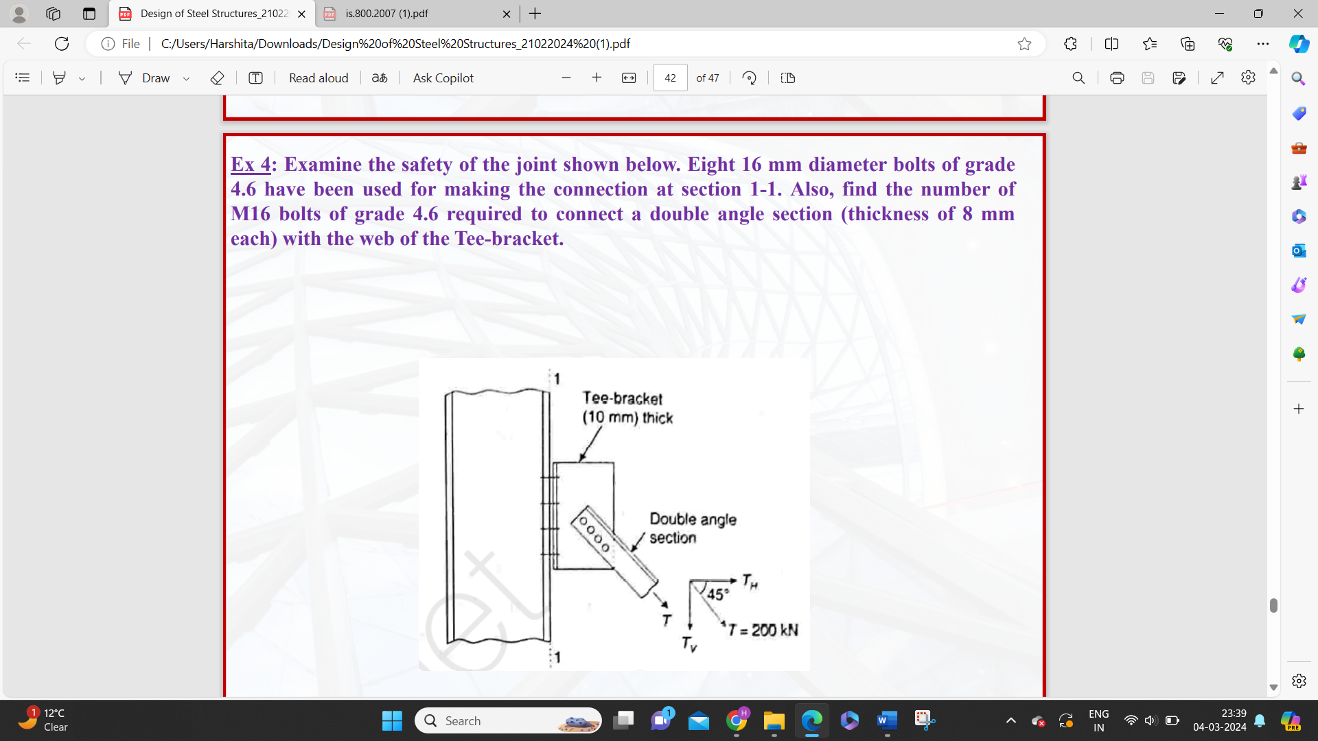 Ex 4 : Examine the safety of the joint shown