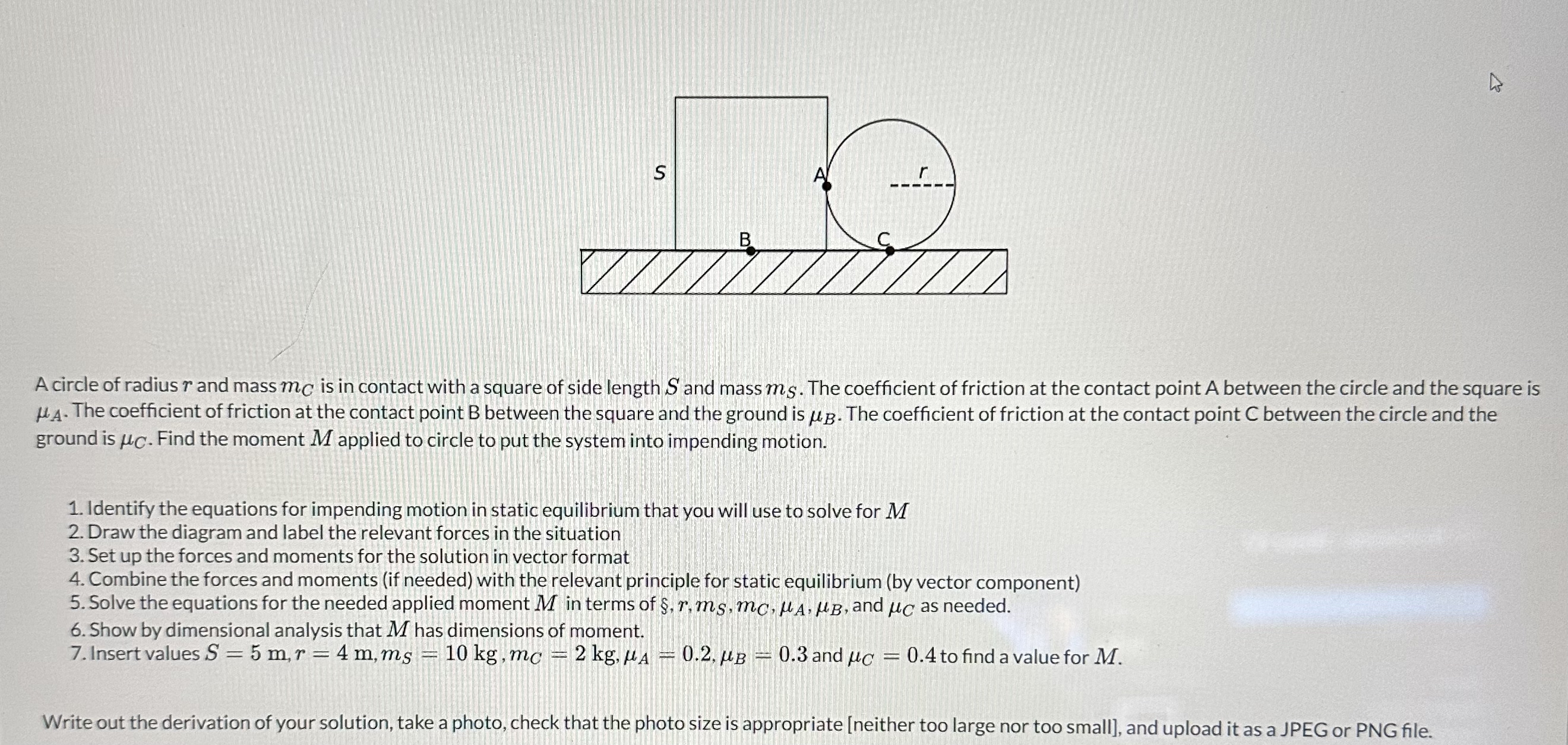 A circle of radius r and mass m C is in contact