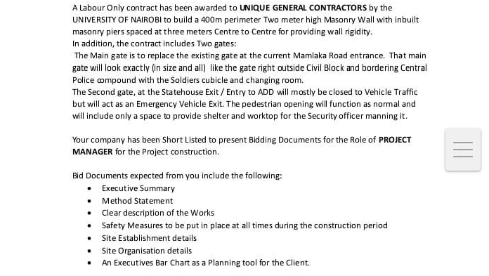 A Labour Only contract has been awarded to UNIQUE