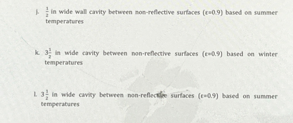 j . 1 2 in wide wall cavity between non -