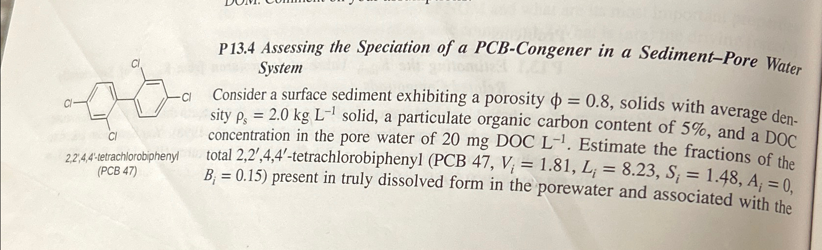 P 1 3 . 4 Assessing the Speciation of a PCB -