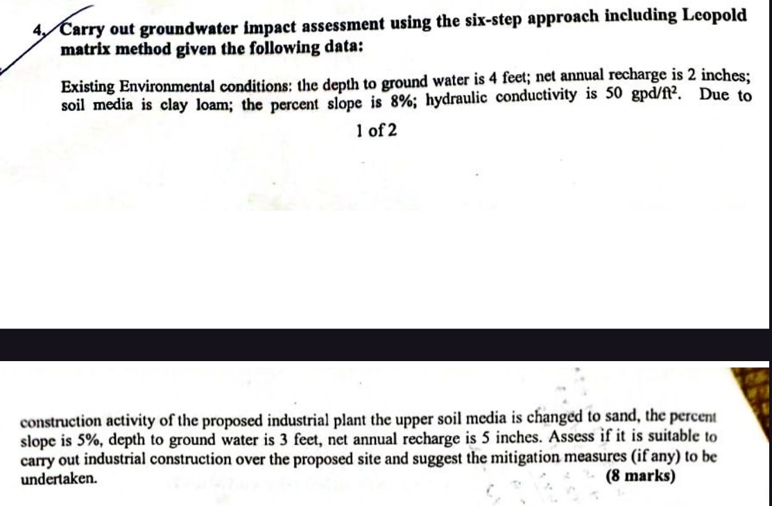 Carry out groundwater impact assessment using the