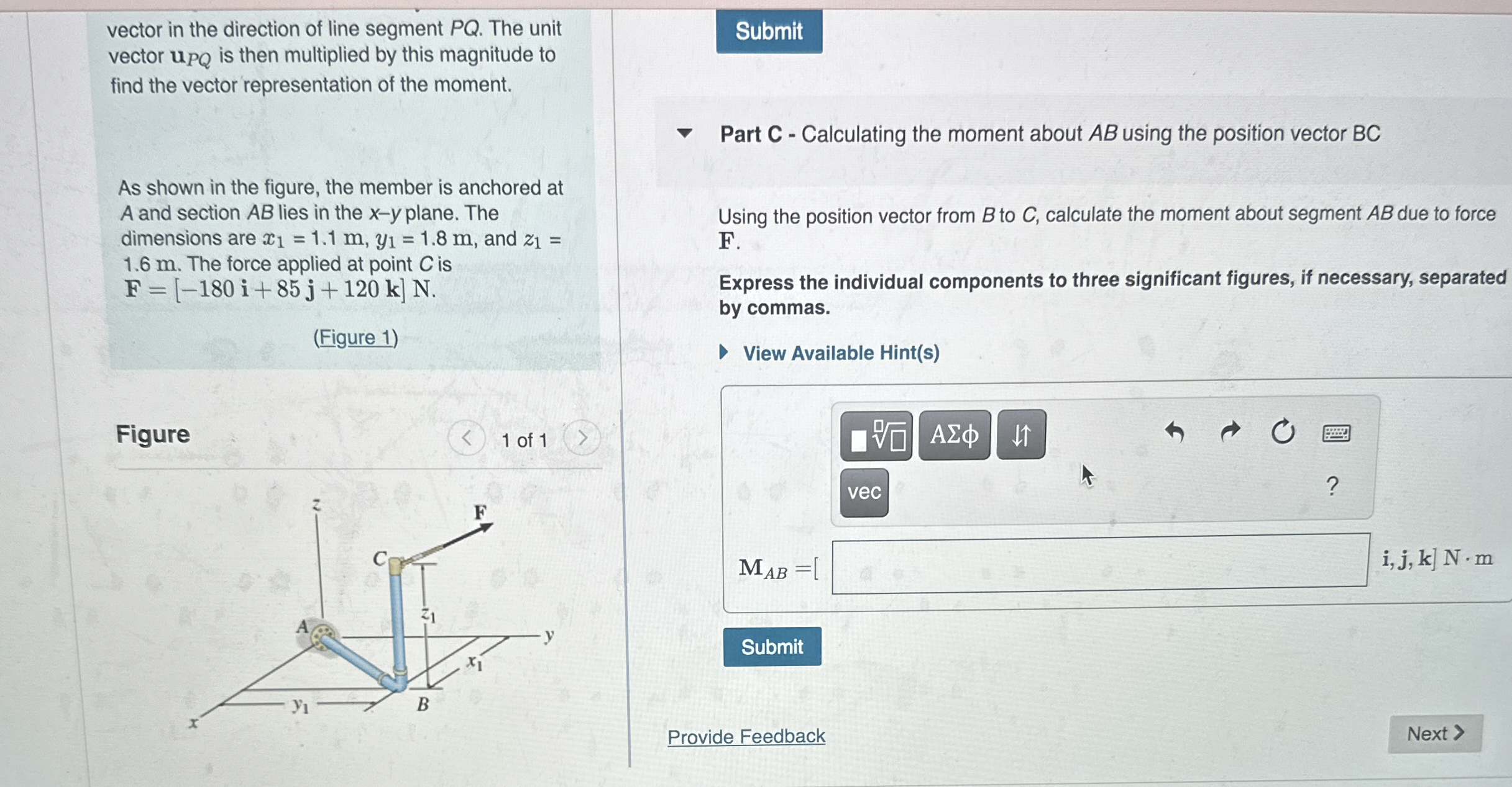 vector in the direction of line segment P Q . The
