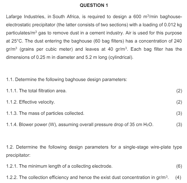 QUESTION 1 Lafarge Industries, in South Africa,