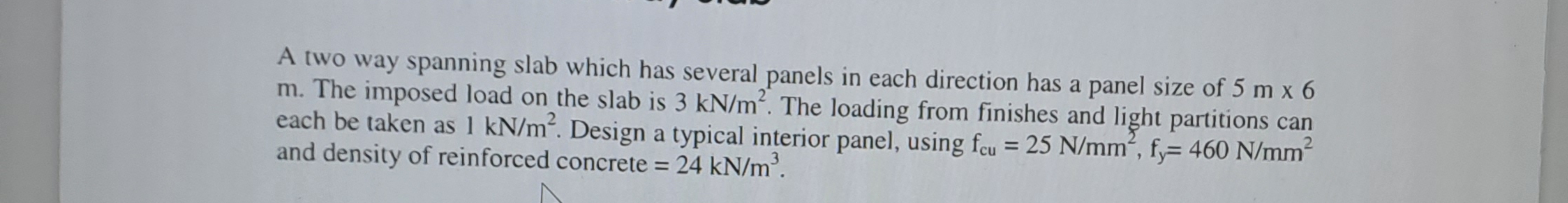 A two way spanning slab which has several panels