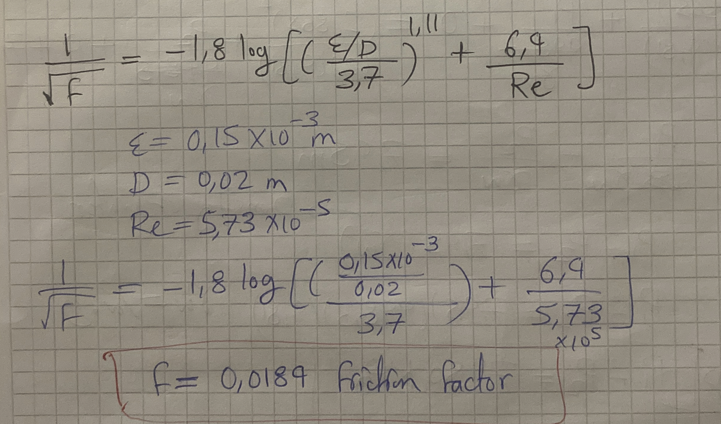 1 f 2 = - 1 , 8 l o g [ ( D 3 , 7 ) 1 , 1 1 + 6 ,