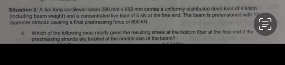 Situation 2 : A 5 m long cantilever beam 2 8 0 m