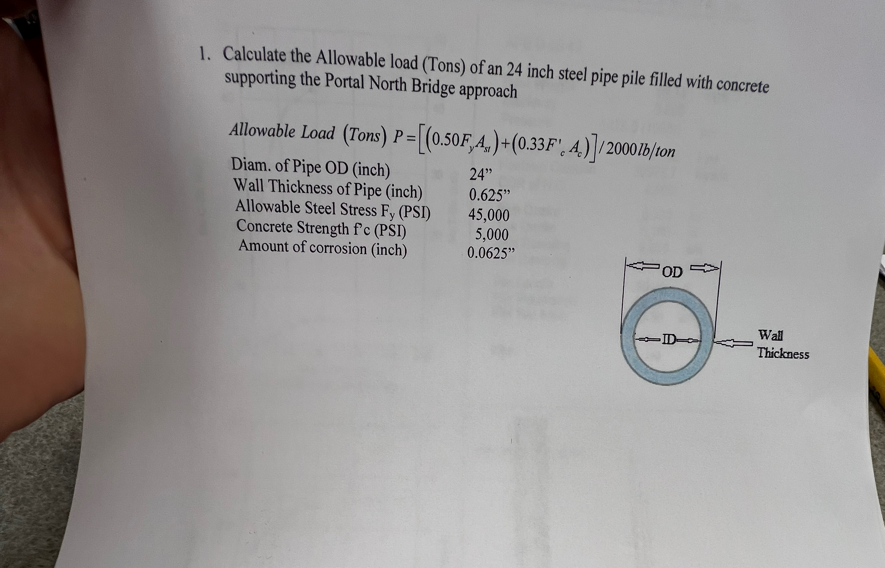 Calculate the Allowable load ( Tons ) of an 2 4