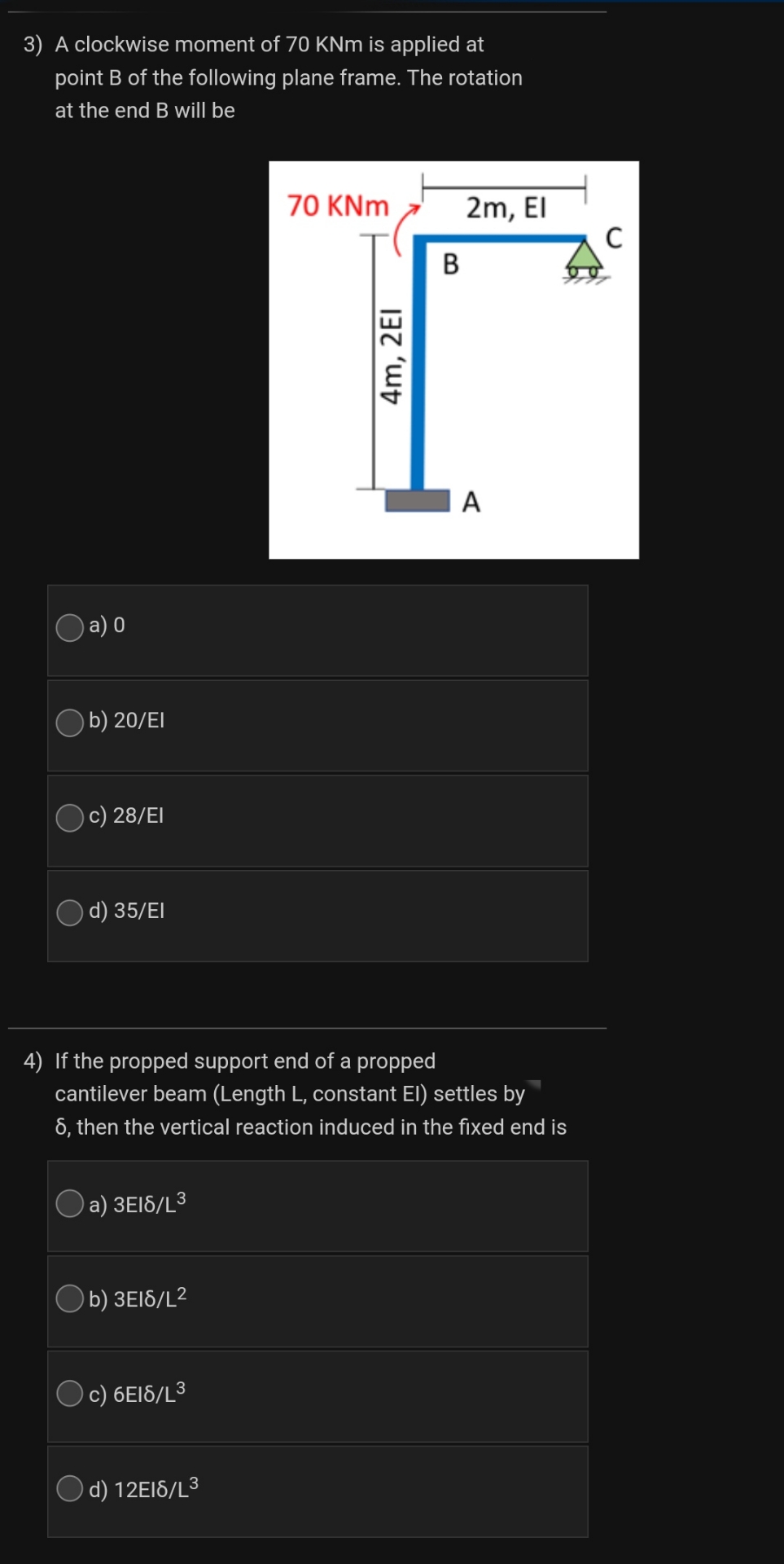 A clockwise moment of 7 0 K N m is applied at