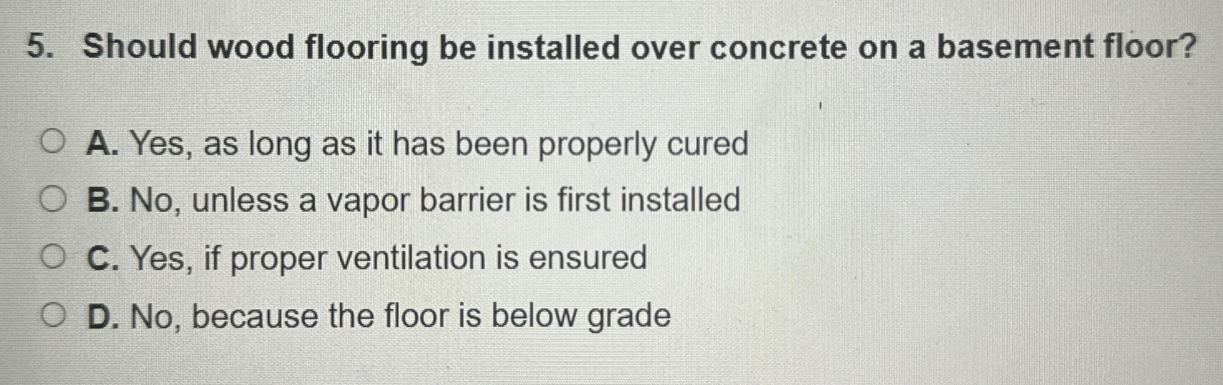 Should wood flooring be installed over concrete