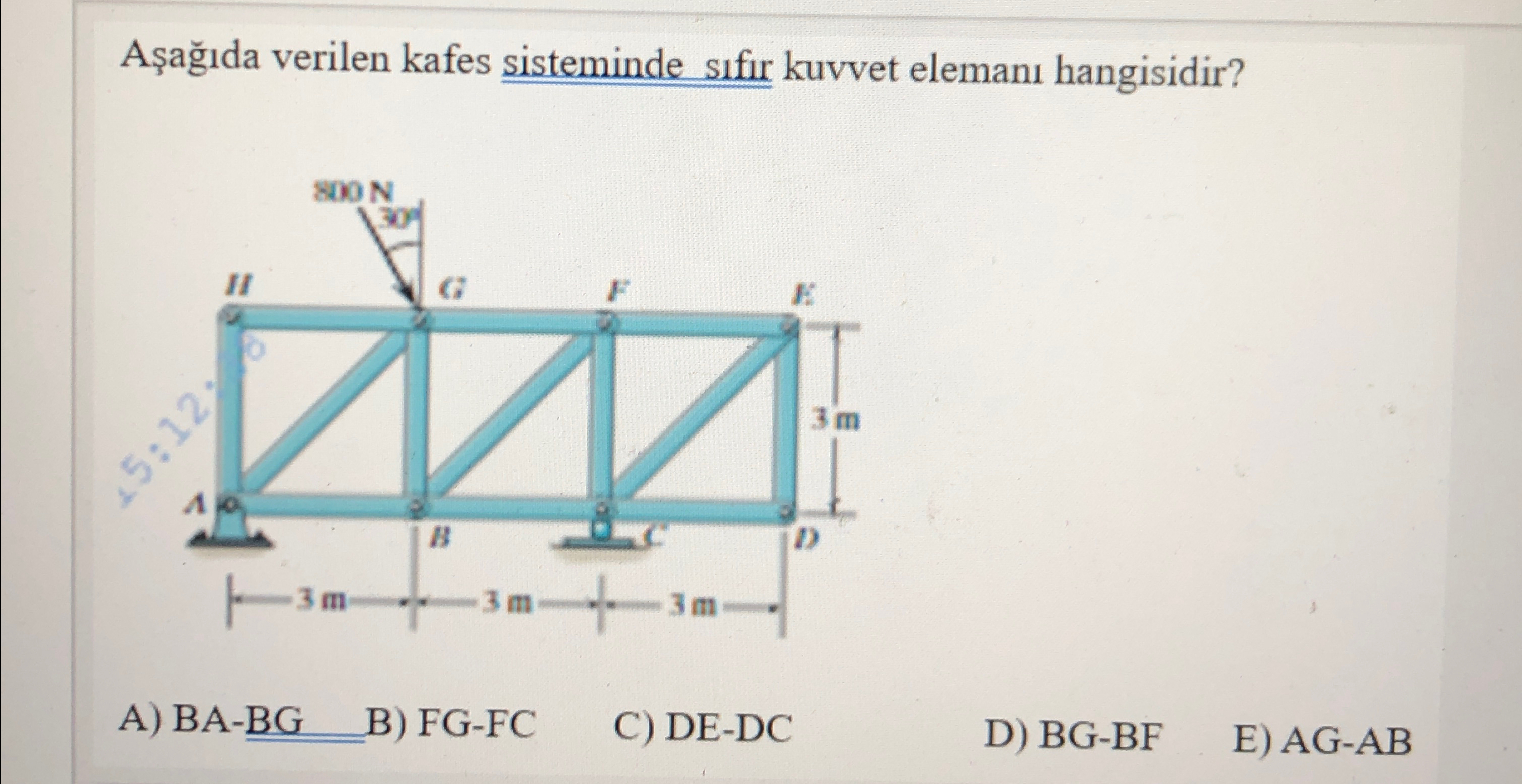 A a da verilen kafes sisteminde s f r kuvvet