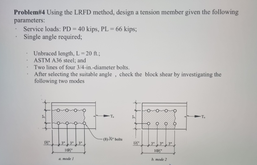 Problem# 4 Using the LRFD method, design a