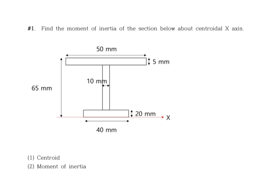 # 1 . Find the moment of inertia of the section