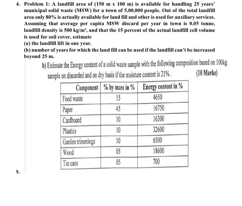 Problem 1 : A landfill area of ( 1 5 0 m 1 0 0 m