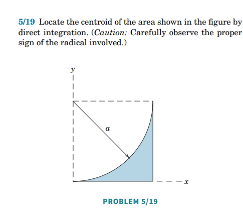 5 / 1 9 Locate the centroid of the area shown in