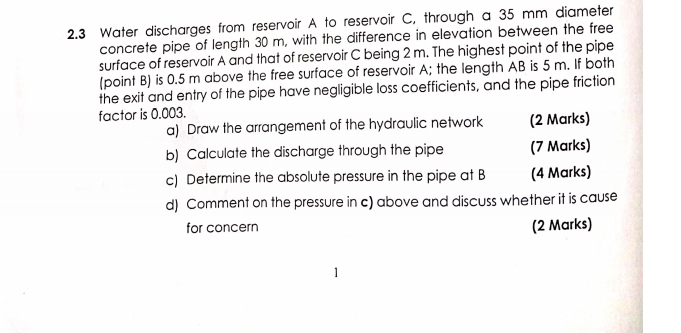 2 . 3 Water discharges from reservoir A to