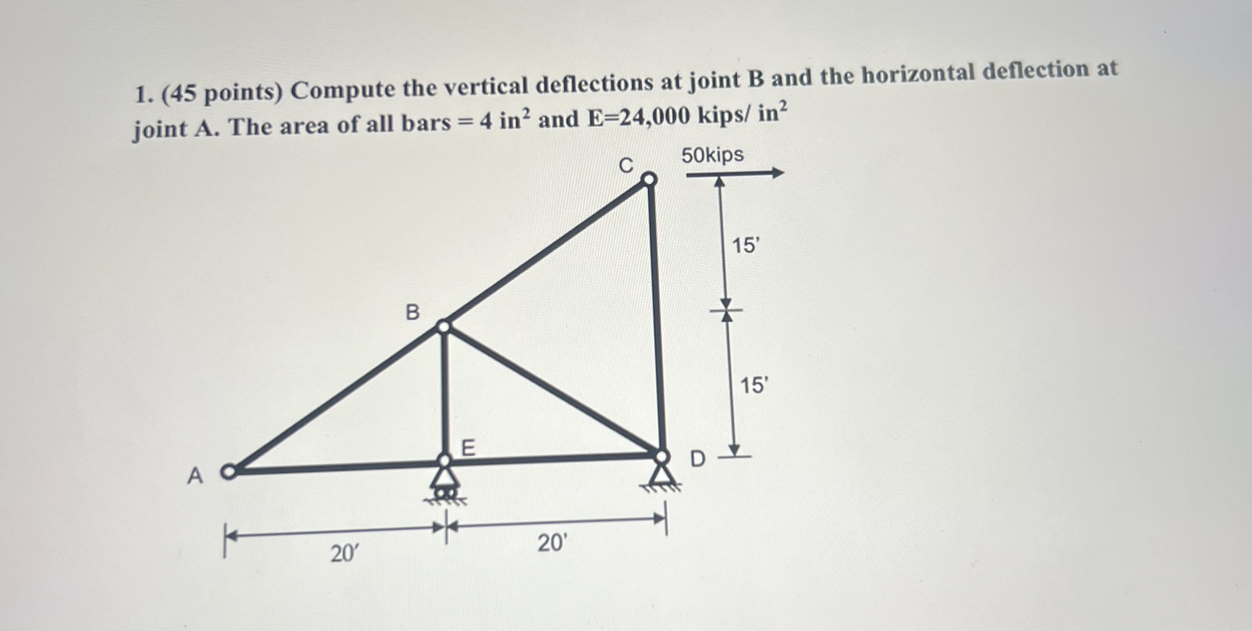 ( 4 5 points ) Compute the vertical deflections
