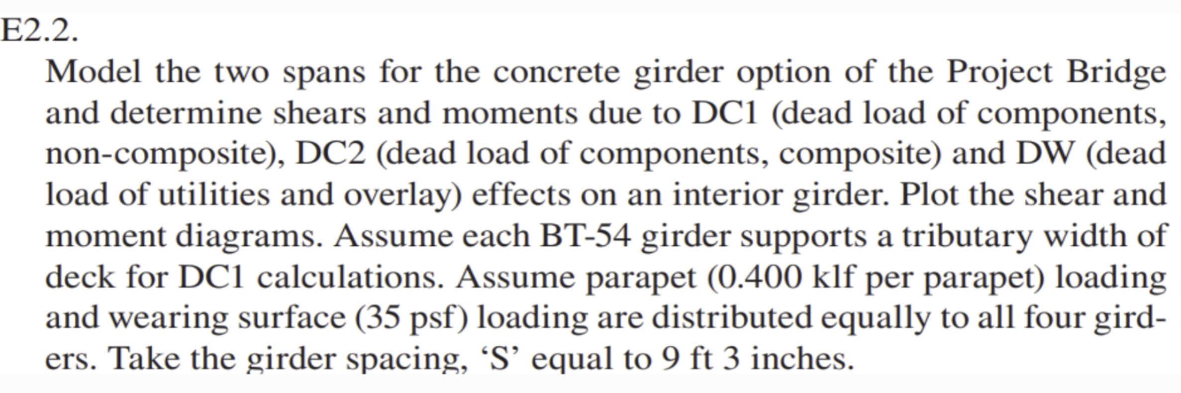 E 2 . 2 . Model the two spans for the concrete