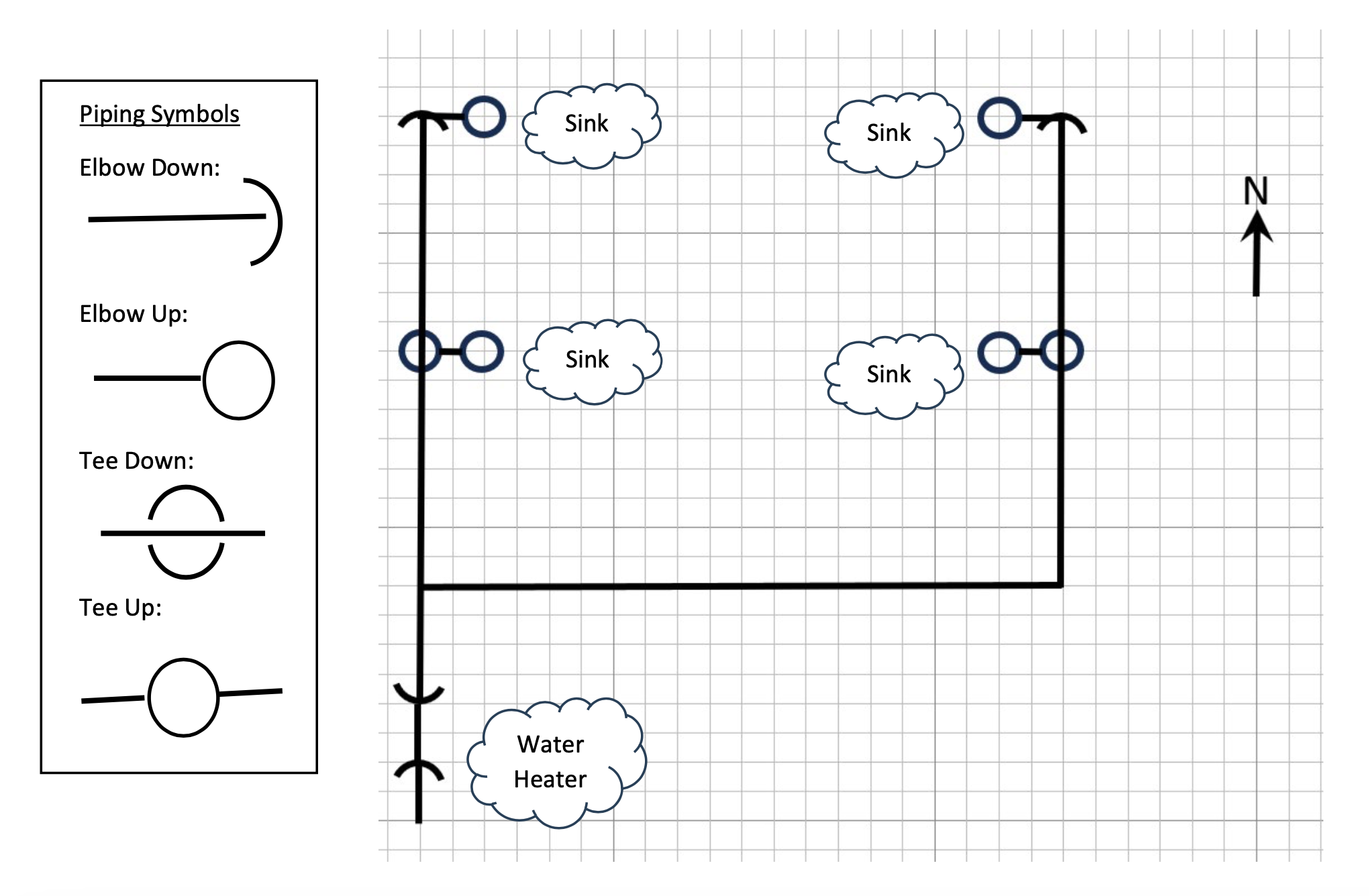 Use the below 2 - D piping drawing to create an