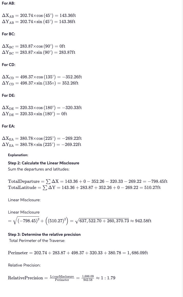 4 . ( 1 5 pts ) Compute departures and latitudes,