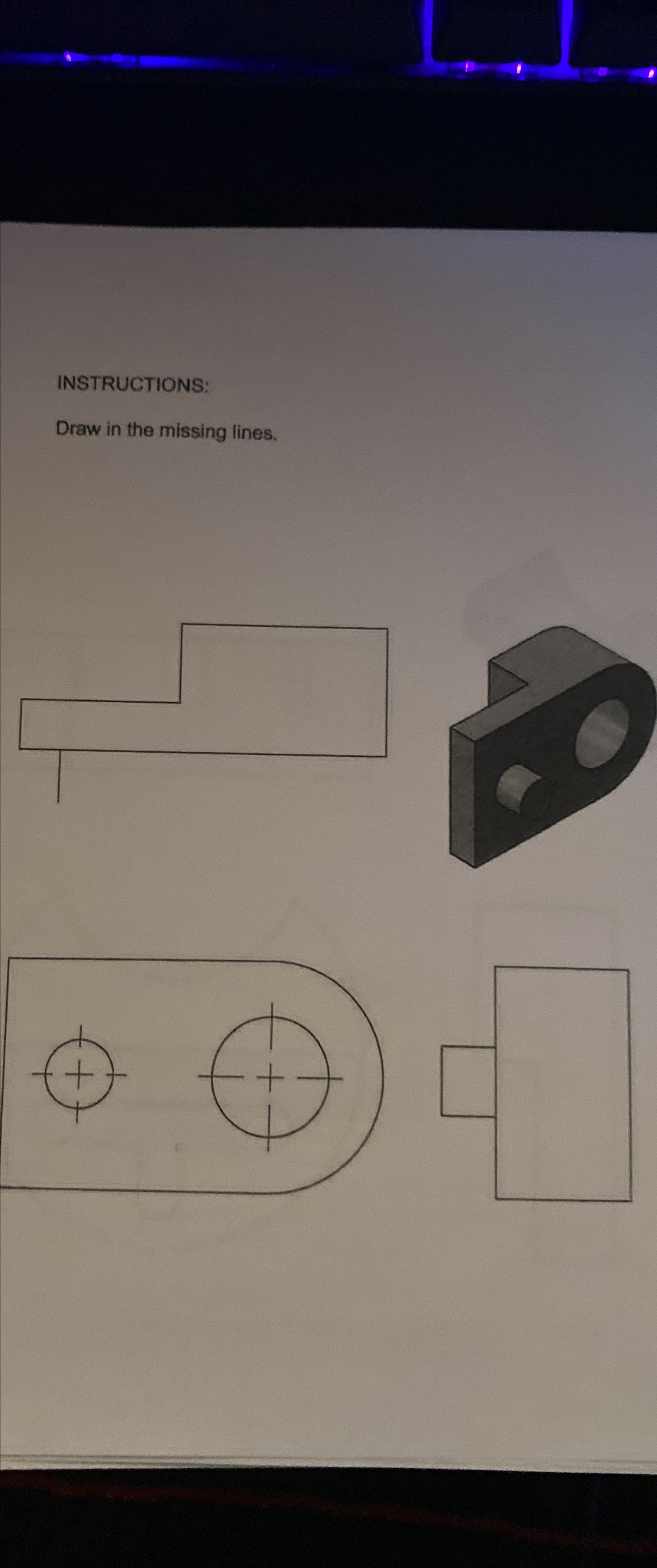 Draw in the missing lines.