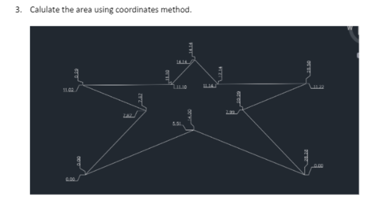 Calulate the area using coordinates method.