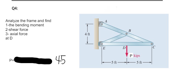 Q 4 : Analyze the frame and find 1 - the bending