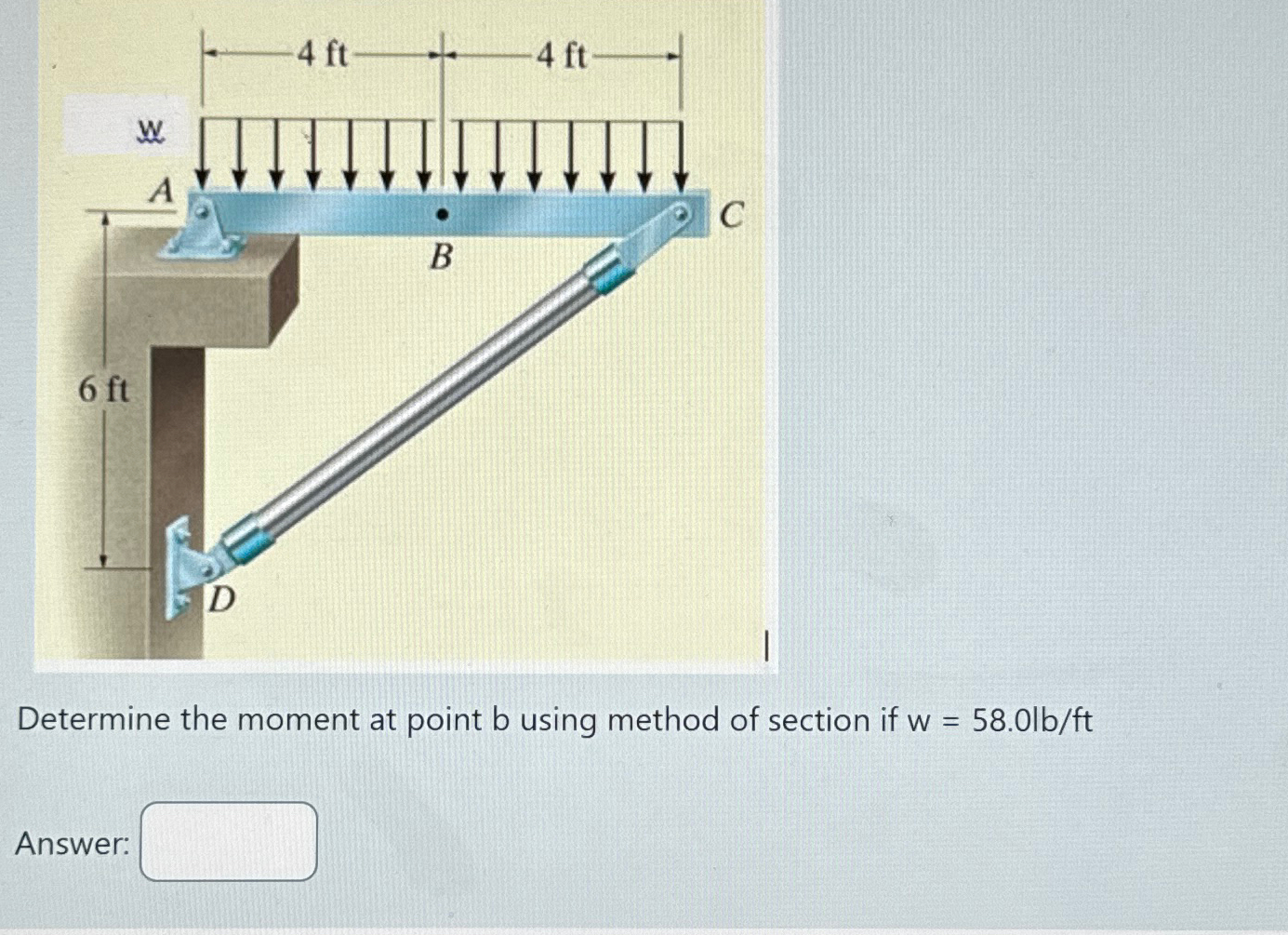 Determine the moment at point b using method of