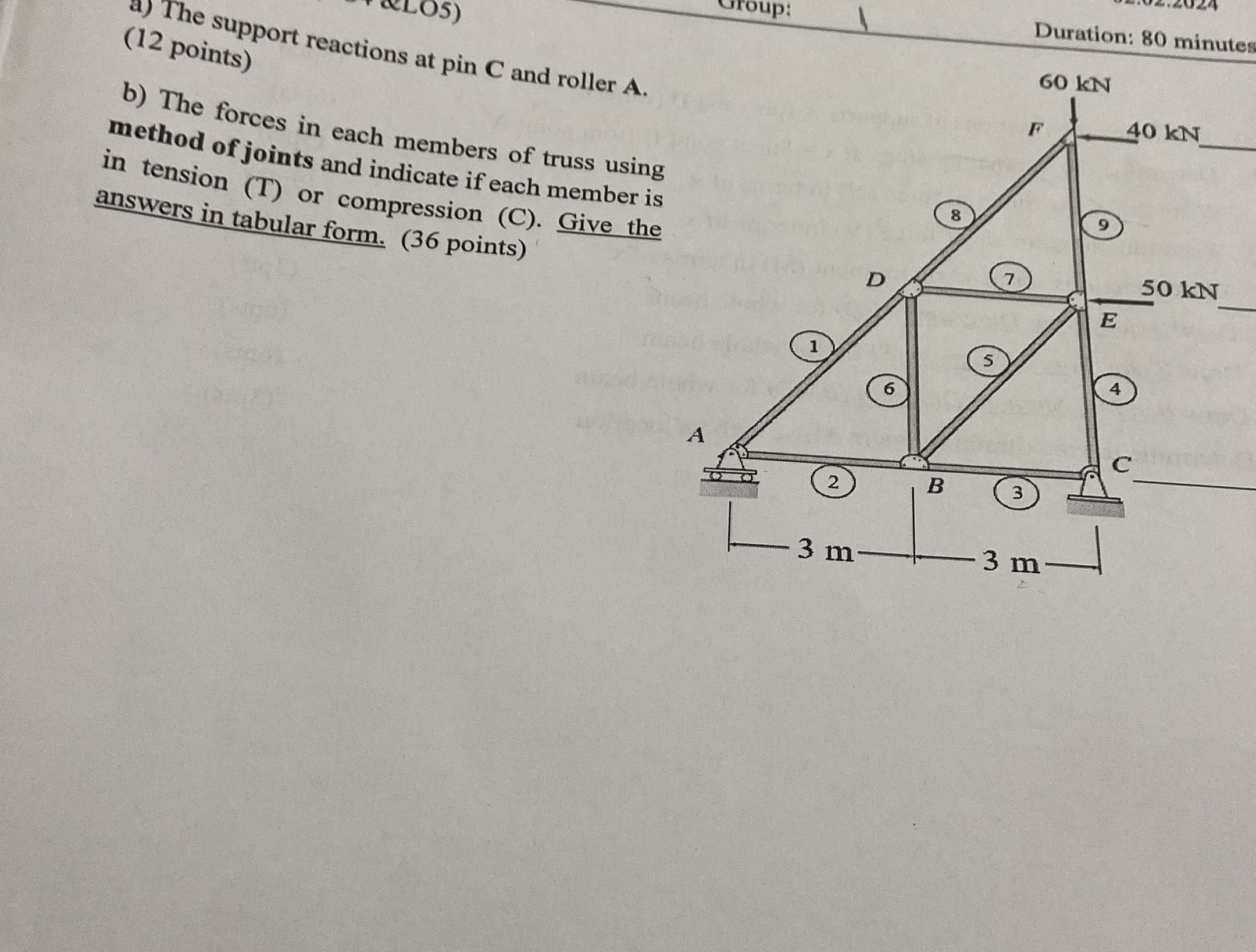 Duration: 8 0 minutes ( 1 2 points ) b ) The