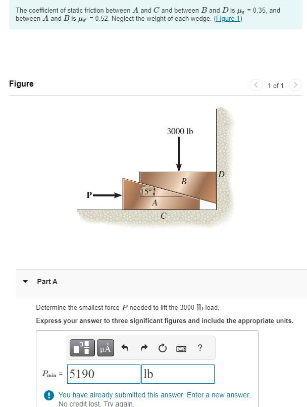 The coefficient of static friction between A and