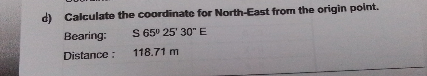 d ) Calculate the coordinate for North - East