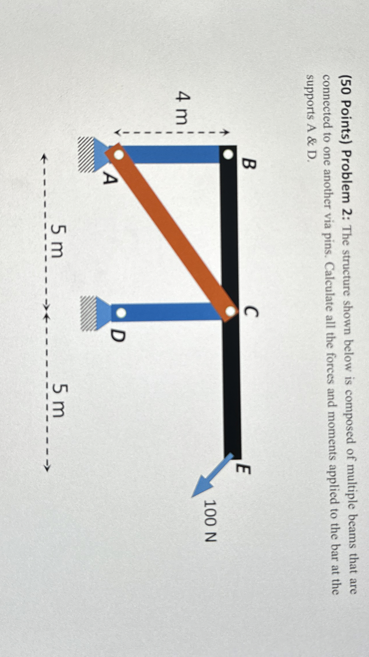 ( 5 0 Points ) Problem 2 : The structure shown