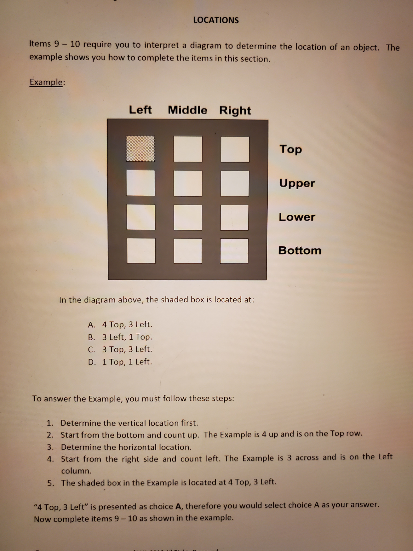 The answer is A according to the instructions on