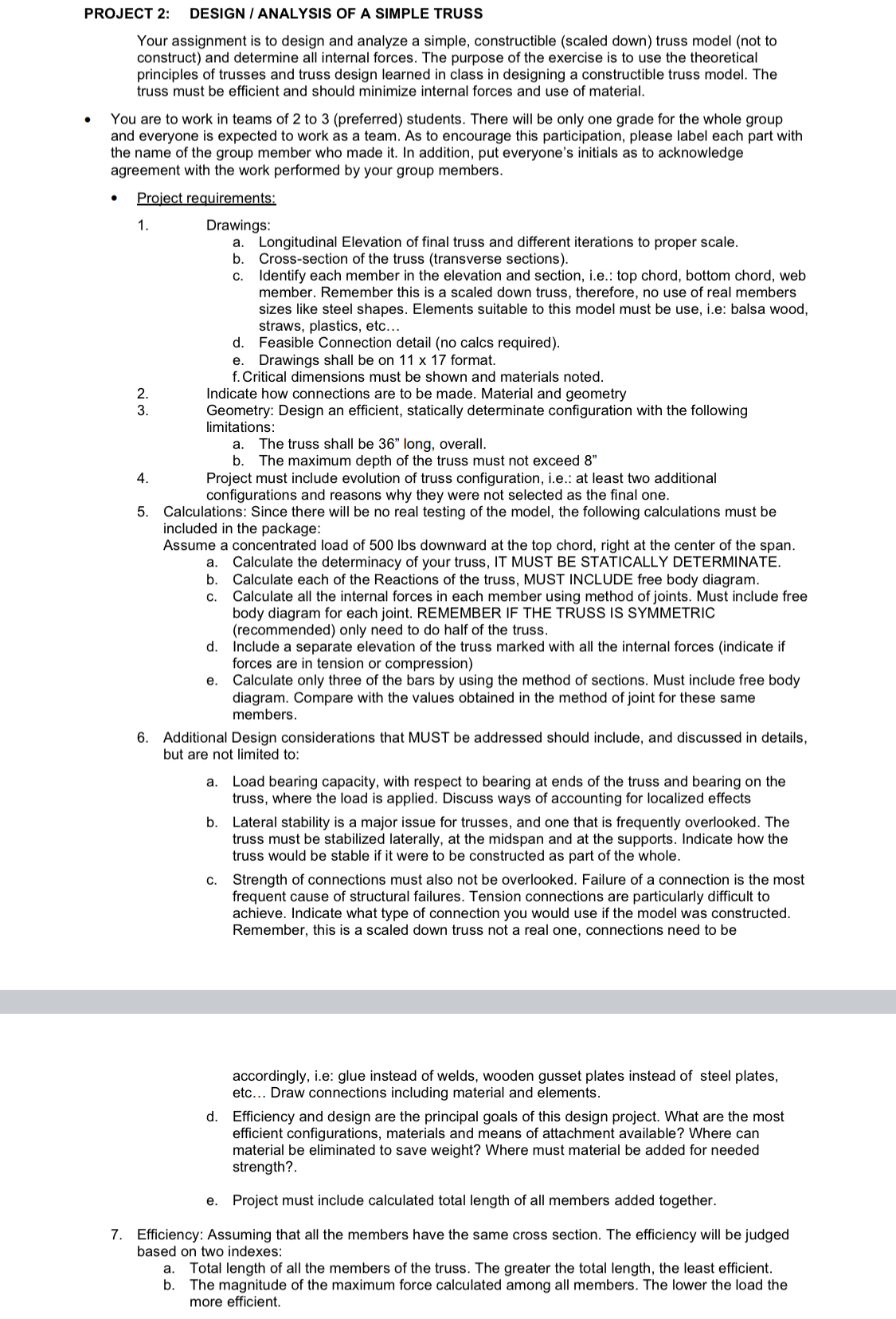 PROJECT 2 : DESIGN / ANALYSIS OF A SIMPLE TRUSS