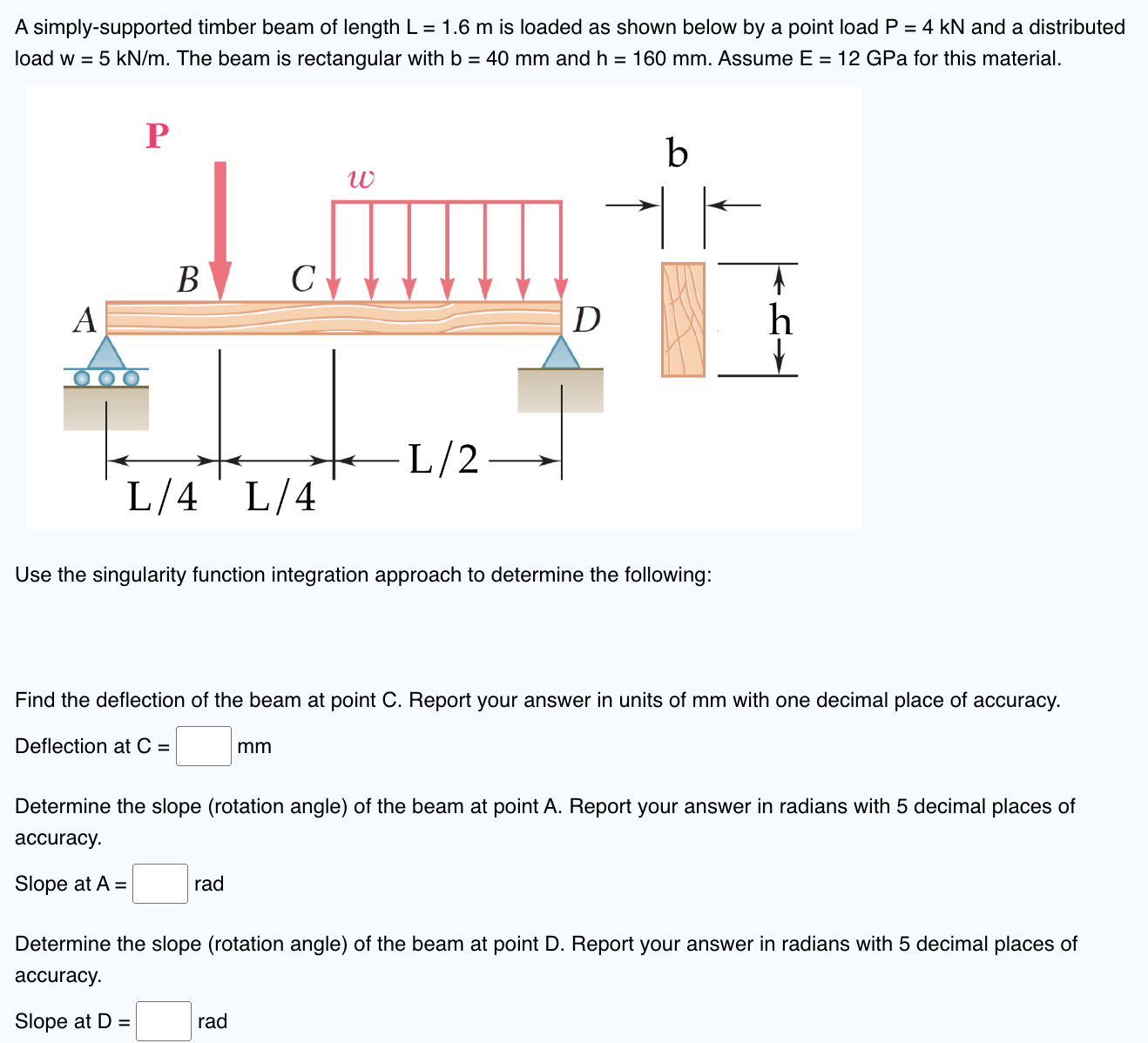 A simply - supported timber beam of length L = 1