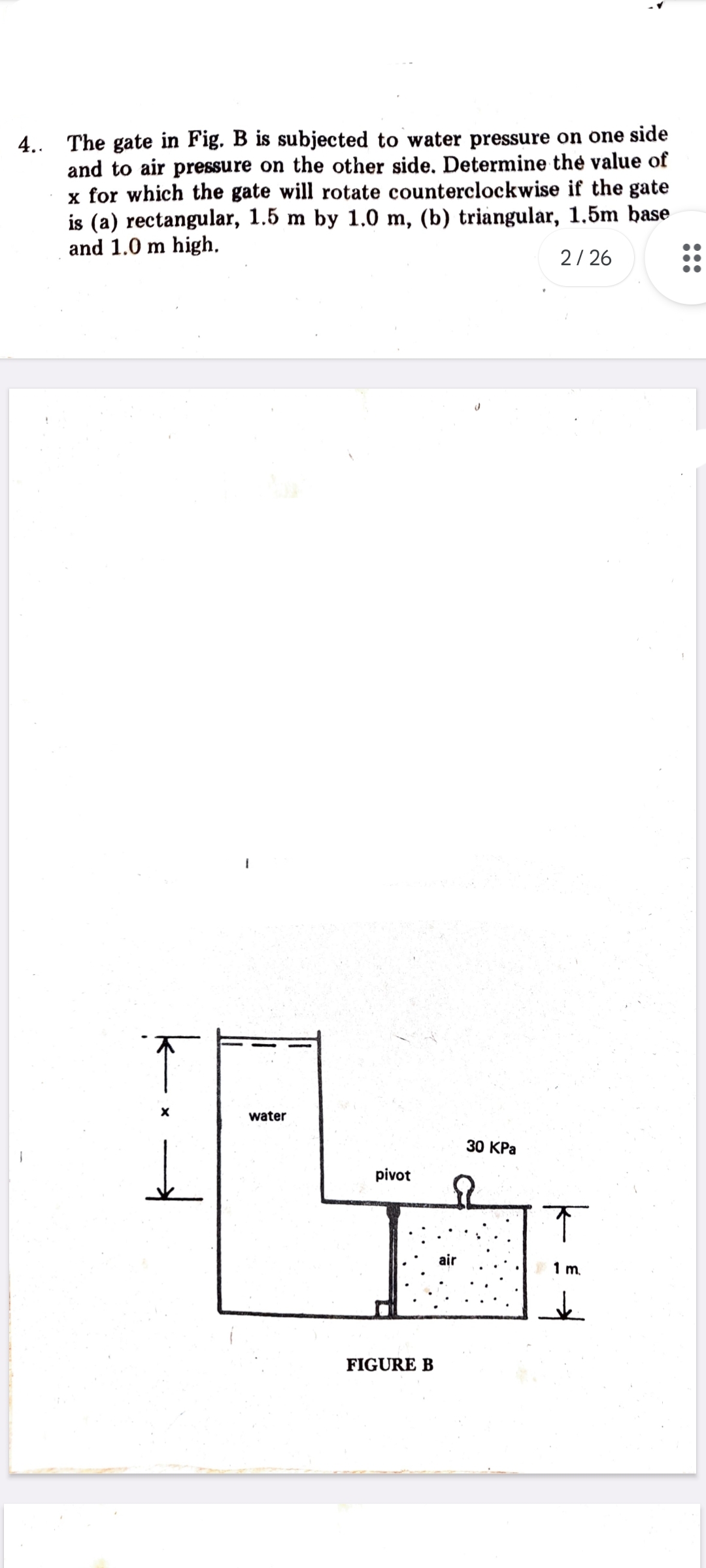 4 . . The gate in Fig. B is subjected to water