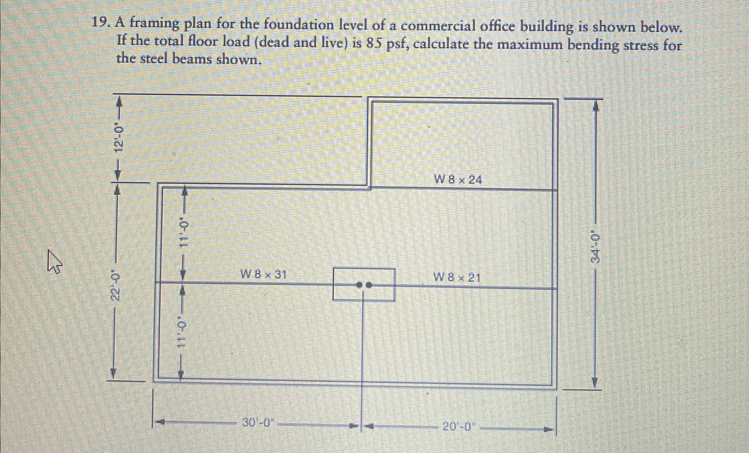 A framing plan for the foundation level of a