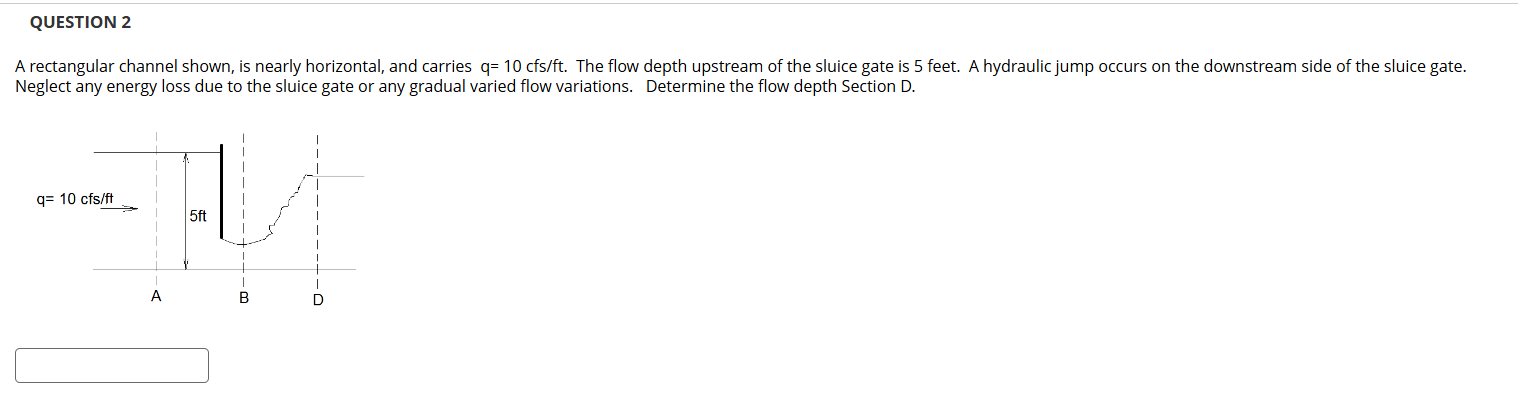 QUESTION 2 A rectangular channel shown, is nearly