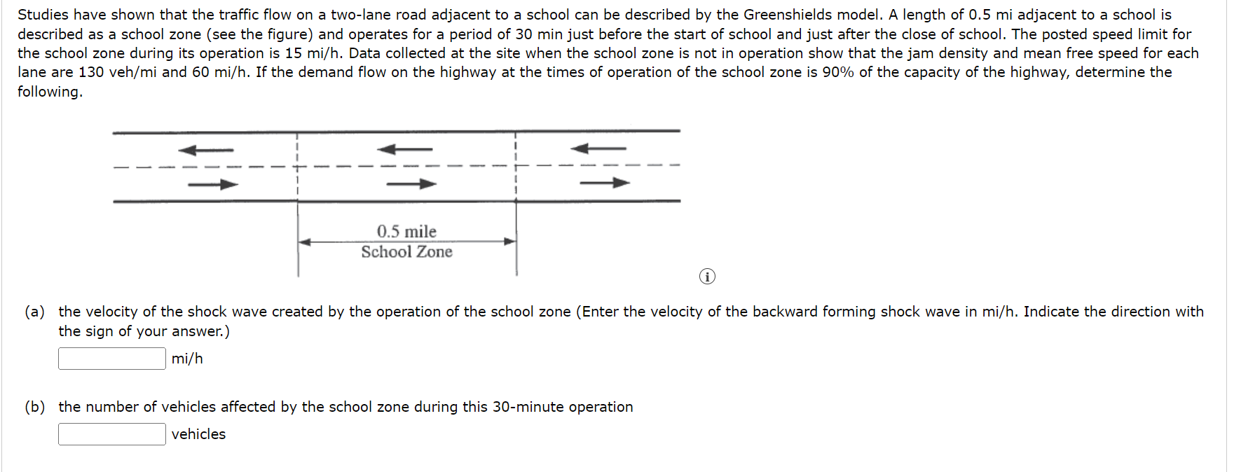 Studies have shown that the traffic flow on a two