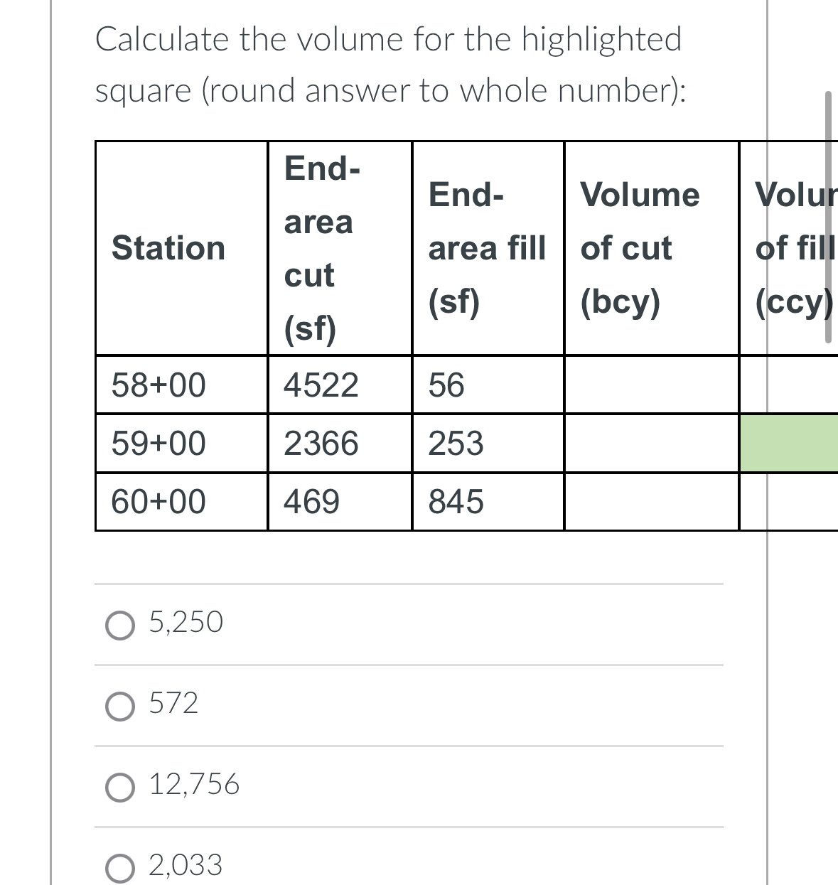 Calculate the volume for the highlighted square,