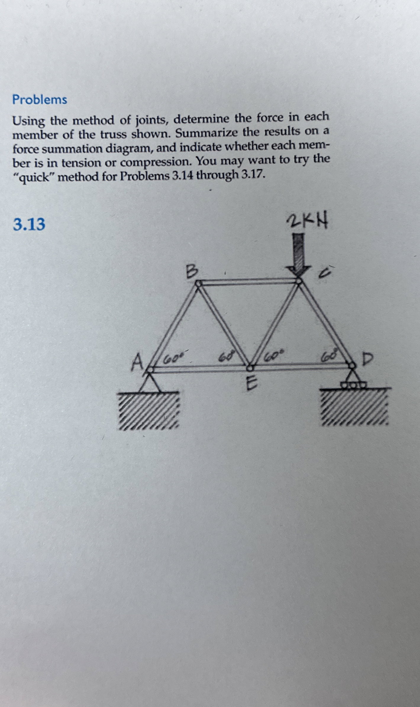 Problems Using the method of joints, determine