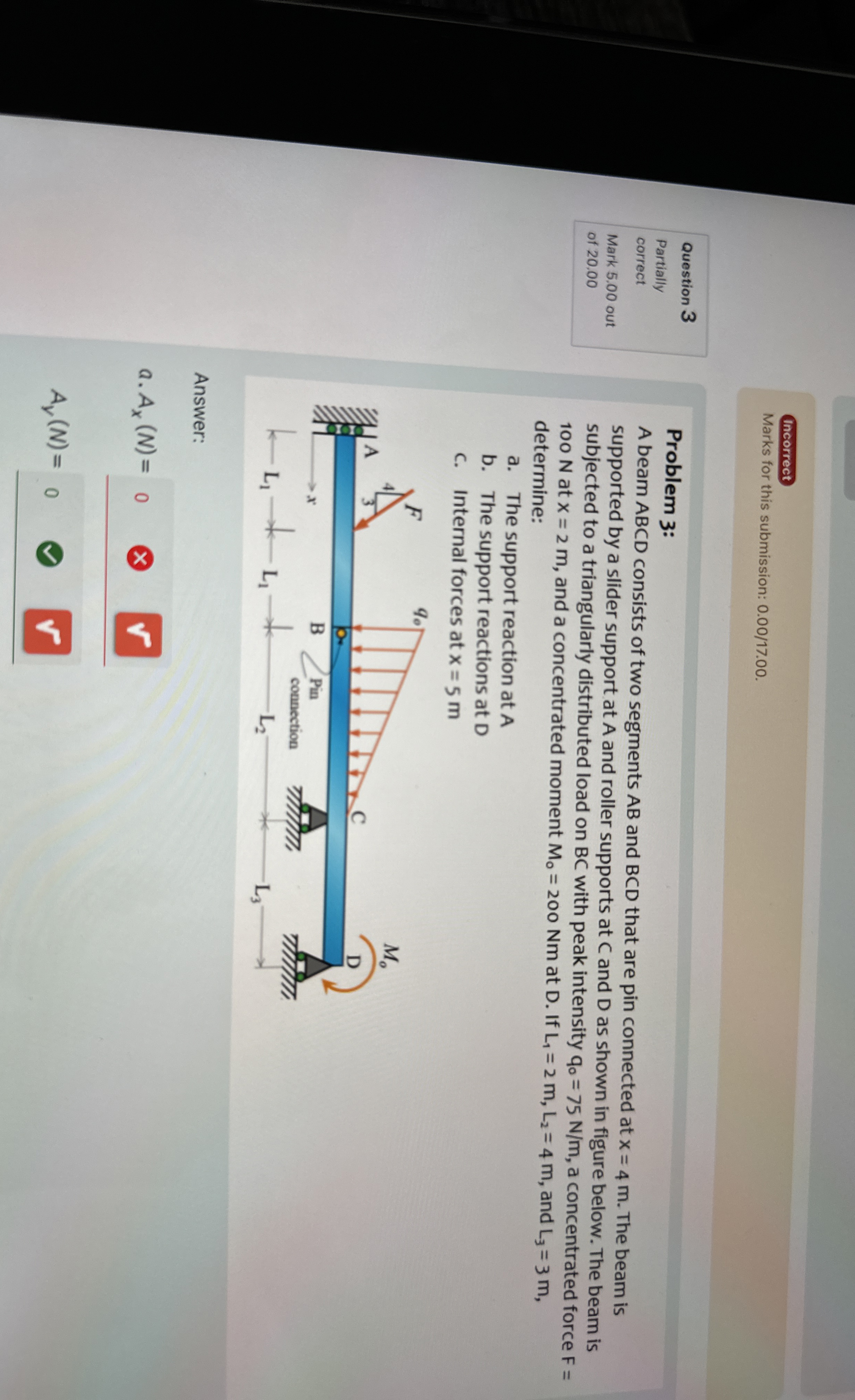 Question 3 Partially correct Mark 5 . 0 0 out of